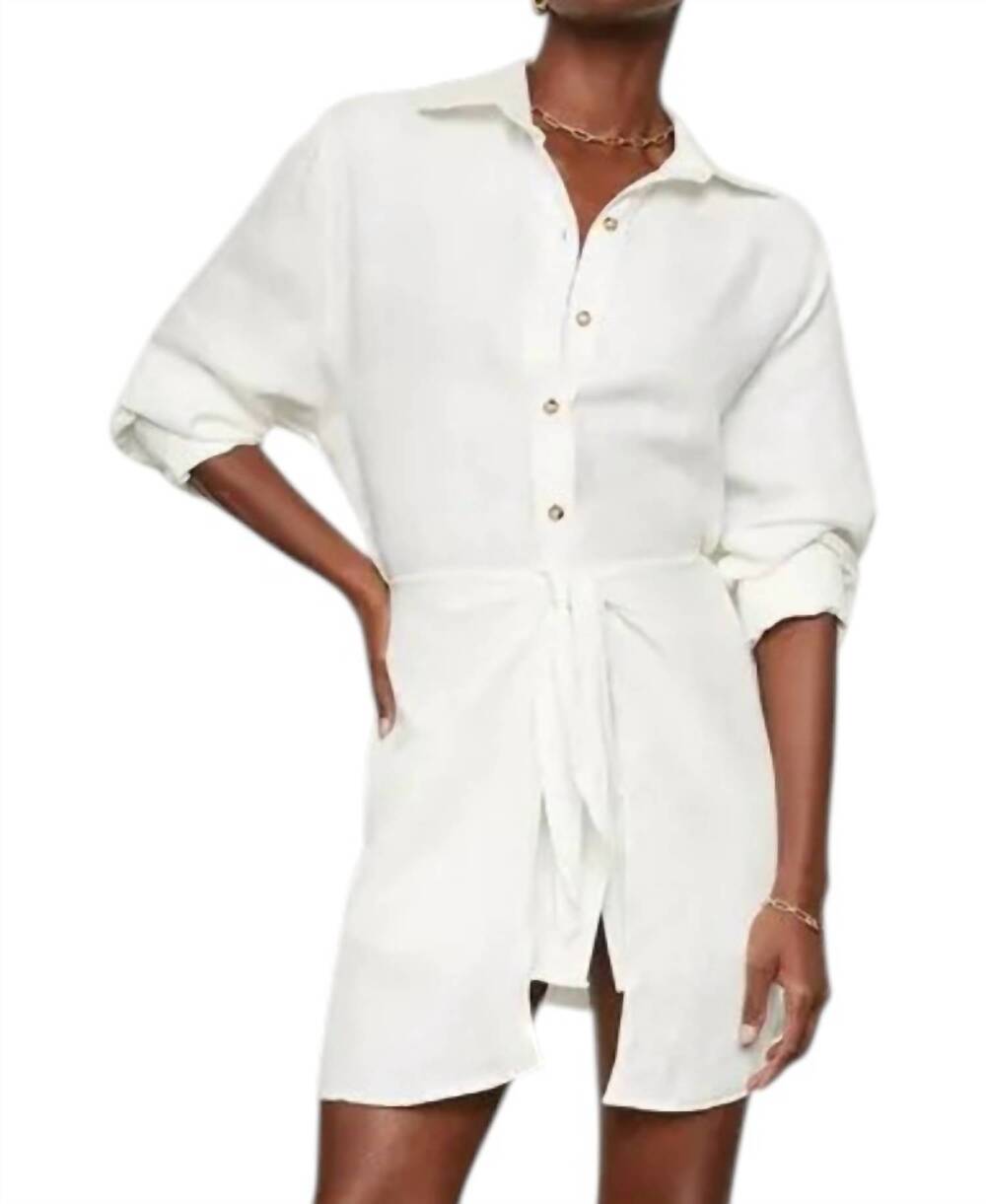 NEW ANEMOS l.a. button down mini wrap dress in white